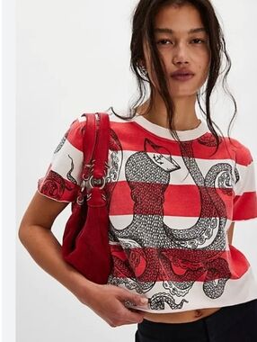 The Bureau Striped Sailor Crew Octopus Graphic Red White